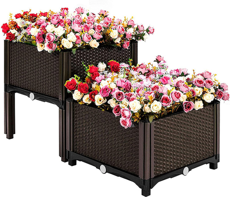 เครื่องปลูกพลาสติกแบบเคลื่อนย้ายได้บนขา 50 * 50 * 27 ซม. สำหรับปลูกผัก
