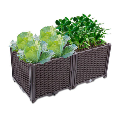 กระถางต้นไม้พลาสติกทรงสี่เหลี่ยมผืนผ้ากันแดดต่อต้านริ้วรอยใช้กันอย่างแพร่หลายในกล่องปลูกต้นไม้ในสวนของครอบครัว