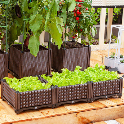 รดน้ำอัตโนมัติพลาสติก Veggie Planter กล่อง 48 นิ้วพลาสติก Planter Box